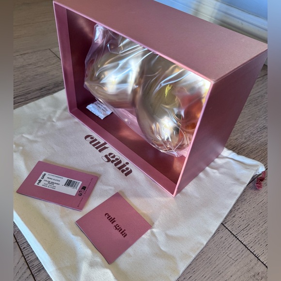 NEW CULT GAIA  REINA CLUTCH $898 BRUSHED BRASS BUST - Picture 6 of 9